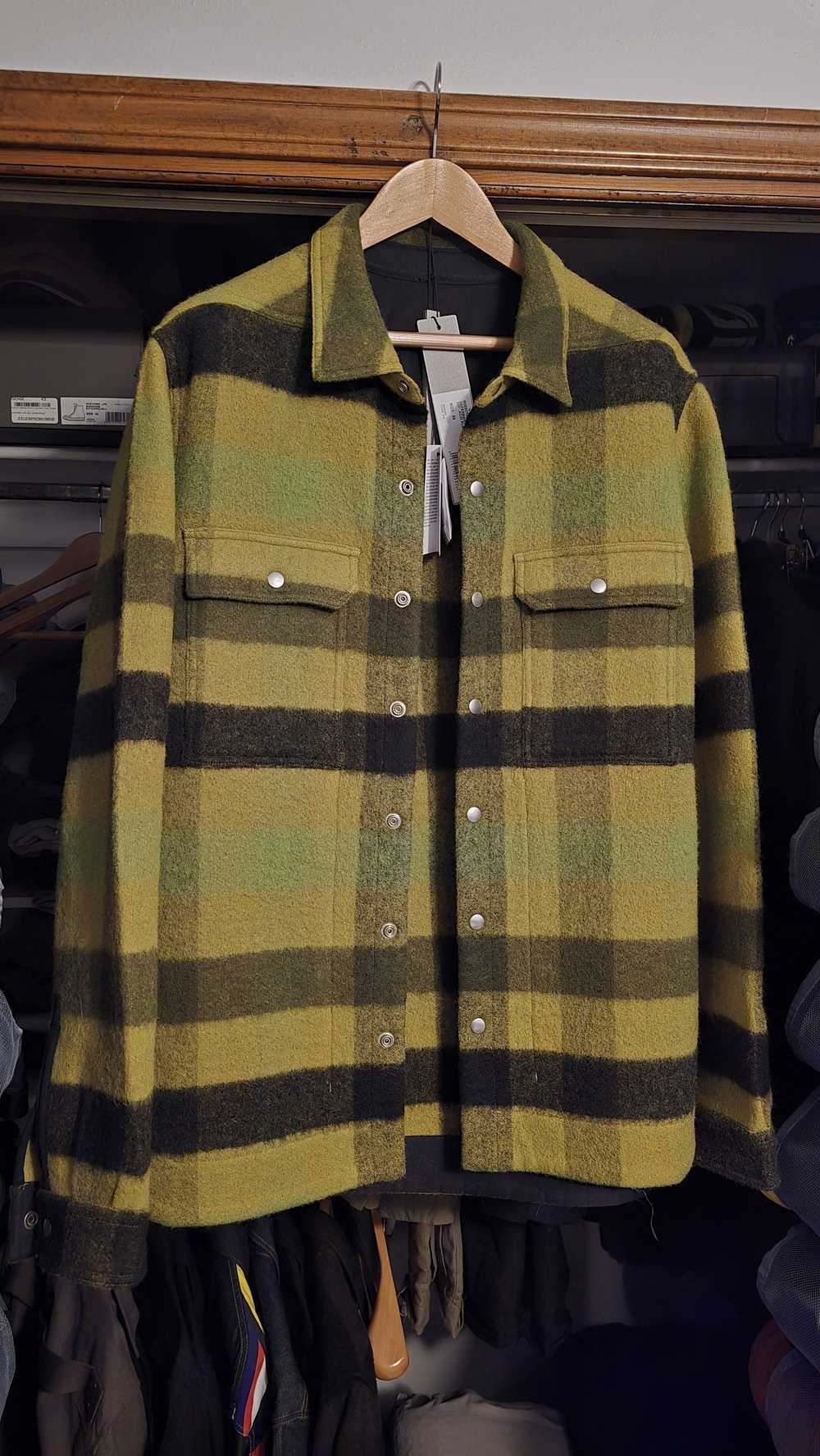 Rick Owens Wool Outershirt, Acid Plaid, 54 - image 1