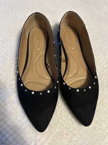 Designer Lane Bryant Stars and Pearls Black Flats 