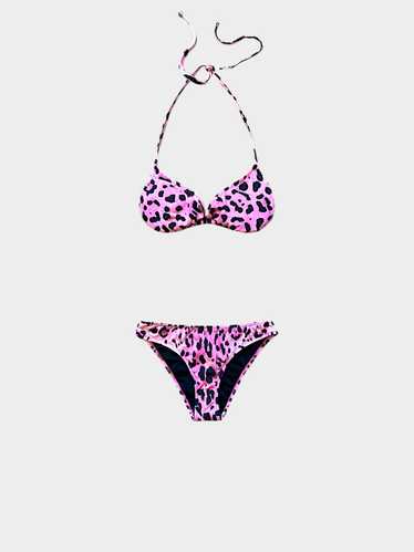 Dolce and Gabbana 2000s Pink Leopard Print Bikini