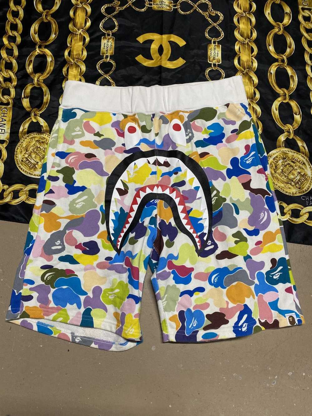 Bape Multi Camo Shark Sweat Shorts - image 1