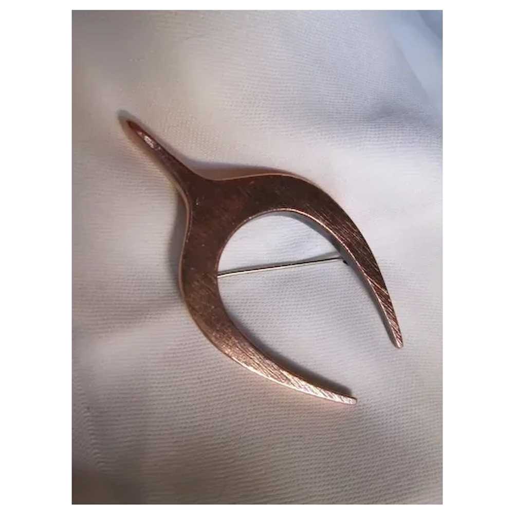 Renoir "Fortune" Textured Copper Brooch Pin - image 2