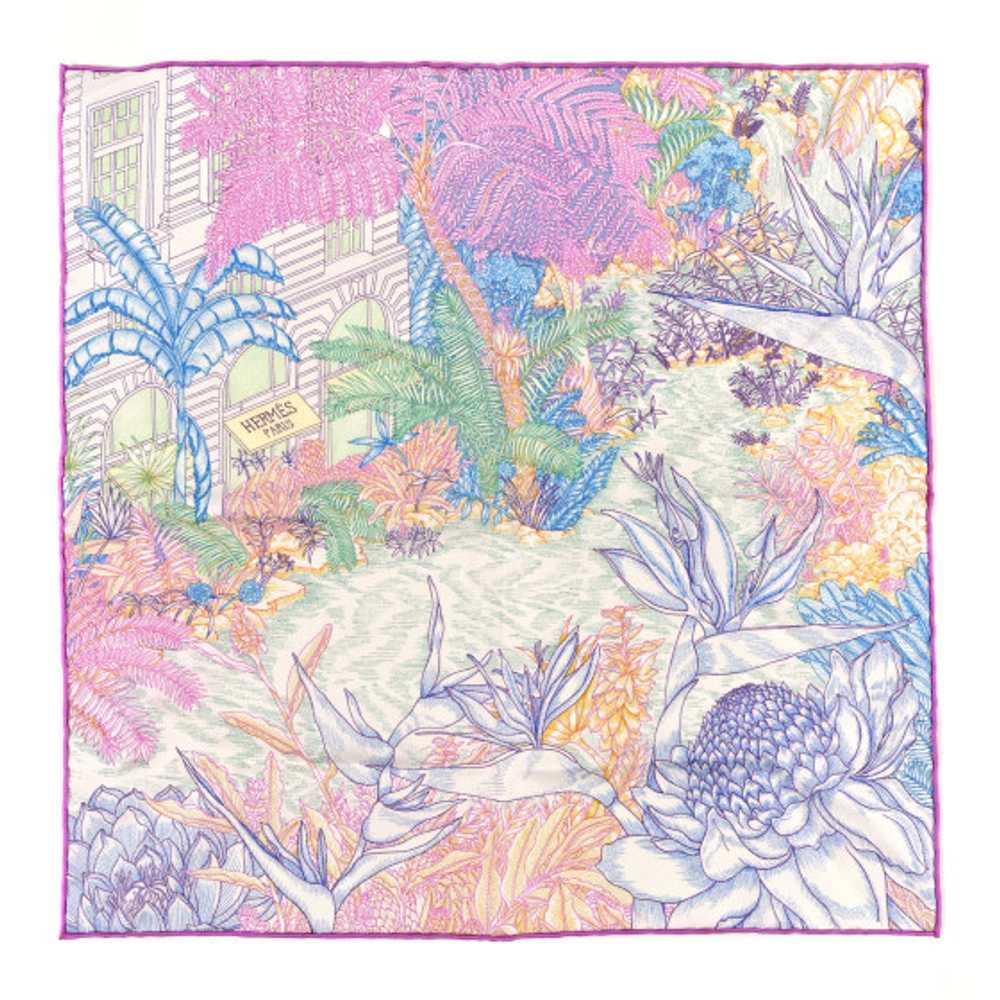 HERMES Silk Twill Faubourg Tropical Square 45 Ros… - image 1