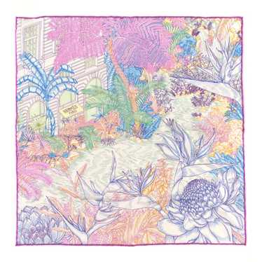 HERMES Silk Twill Faubourg Tropical Square 45 Ros… - image 1