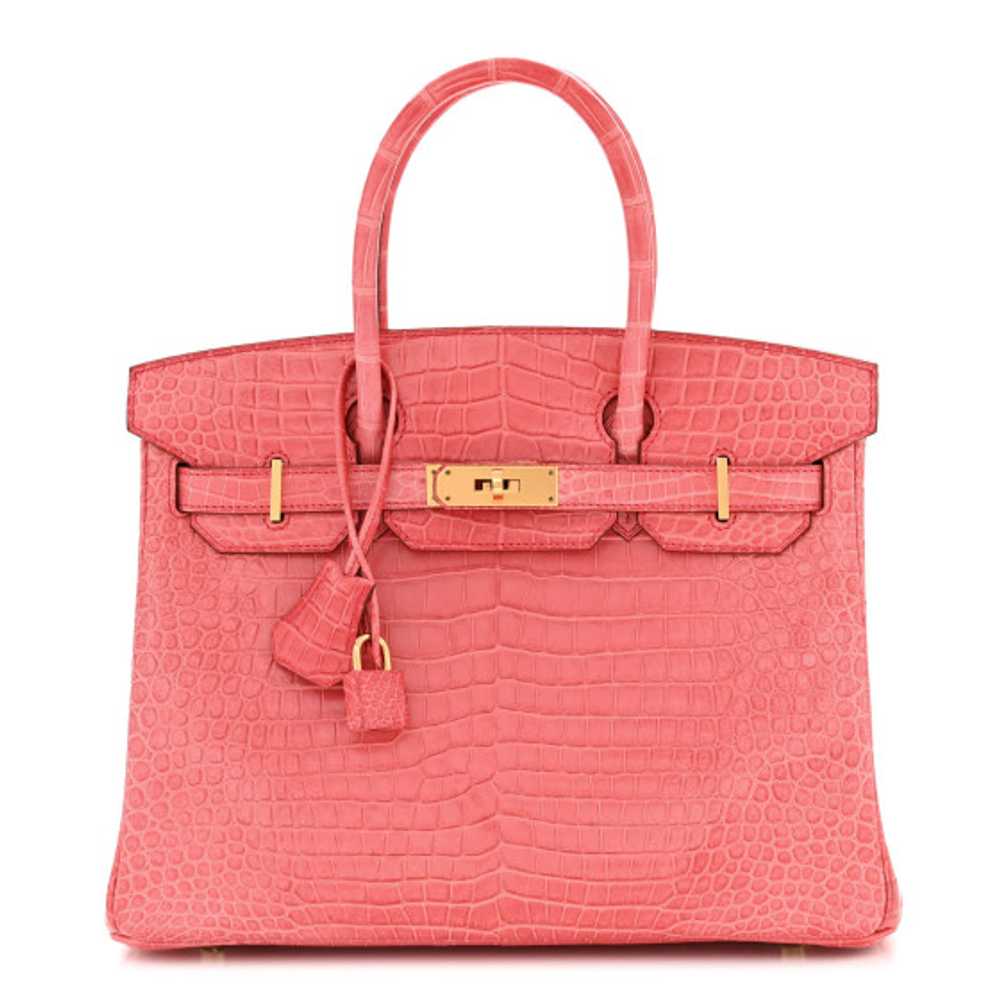 HERMES Shiny Porosus Crocodile Birkin 30 Bougainv… - image 1