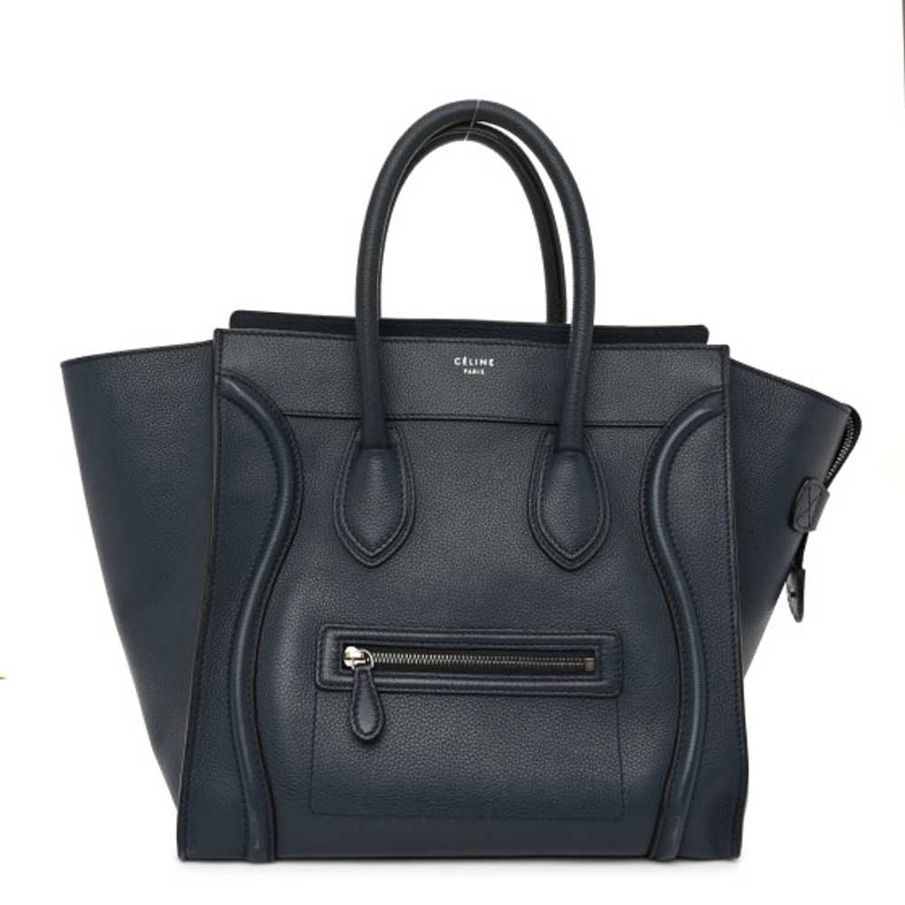 CELINE Drummed Calfskin Mini Luggage Blue - image 1