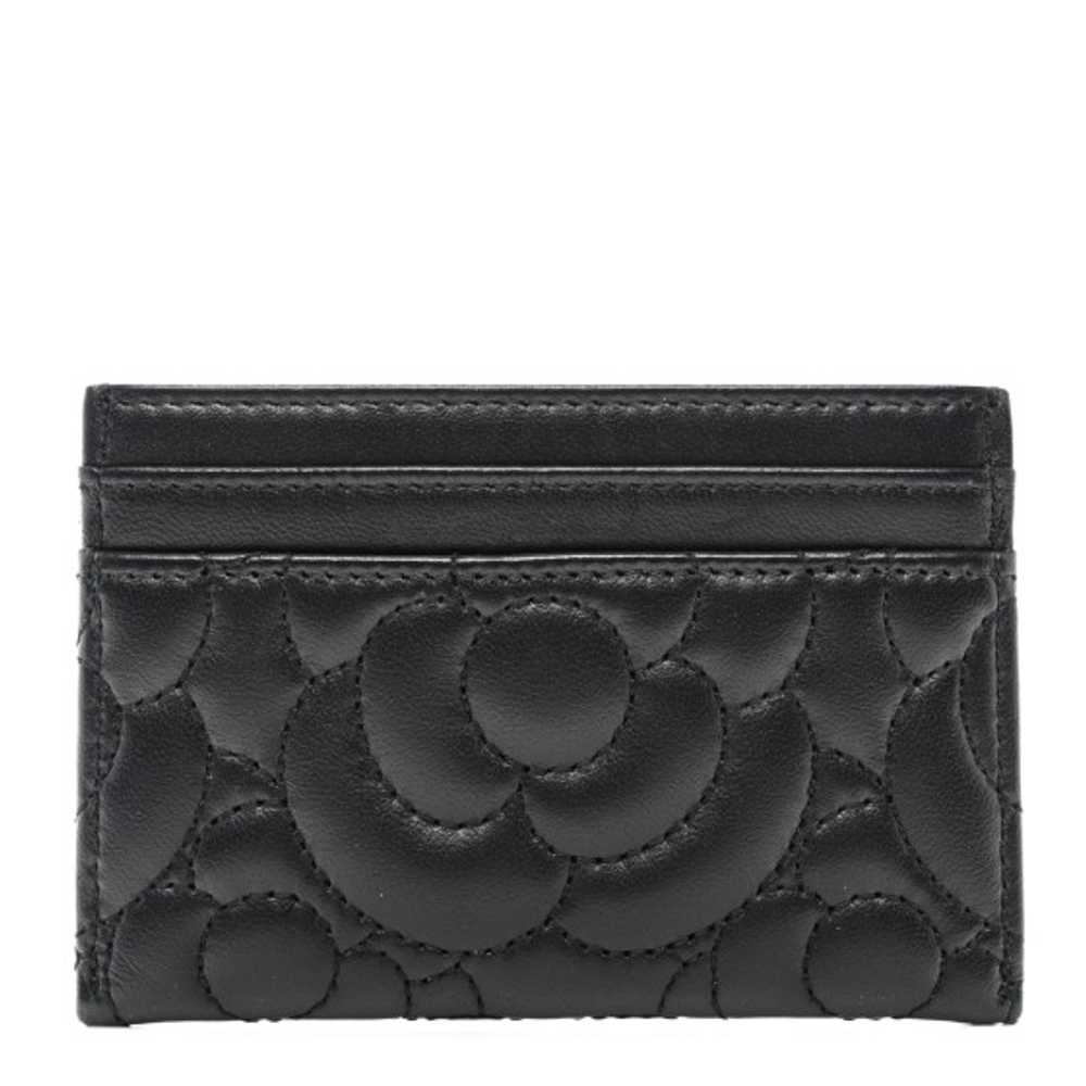 CHANEL Lambskin Camellia Embossed Card Holder Bla… - image 1