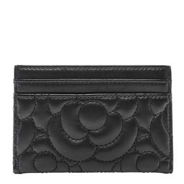 CHANEL Lambskin Camellia Embossed Card Holder Bla… - image 1