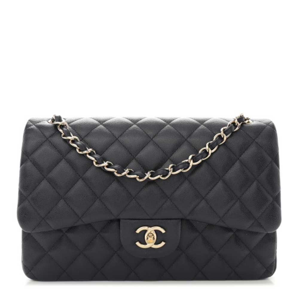 CHANEL Caviar Quilted Jumbo Double Flap Navy Blue - image 1