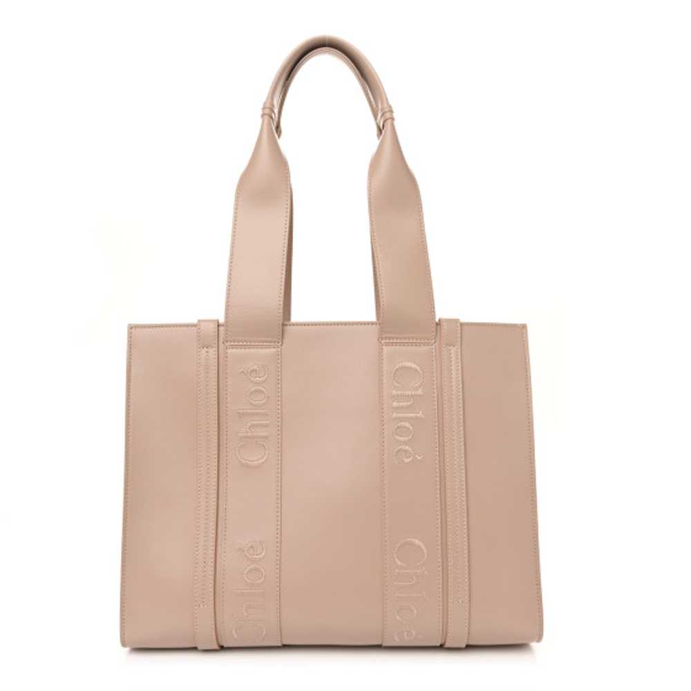 CHLOE Calfskin Medium Woody Tote Nomad Beige - image 1