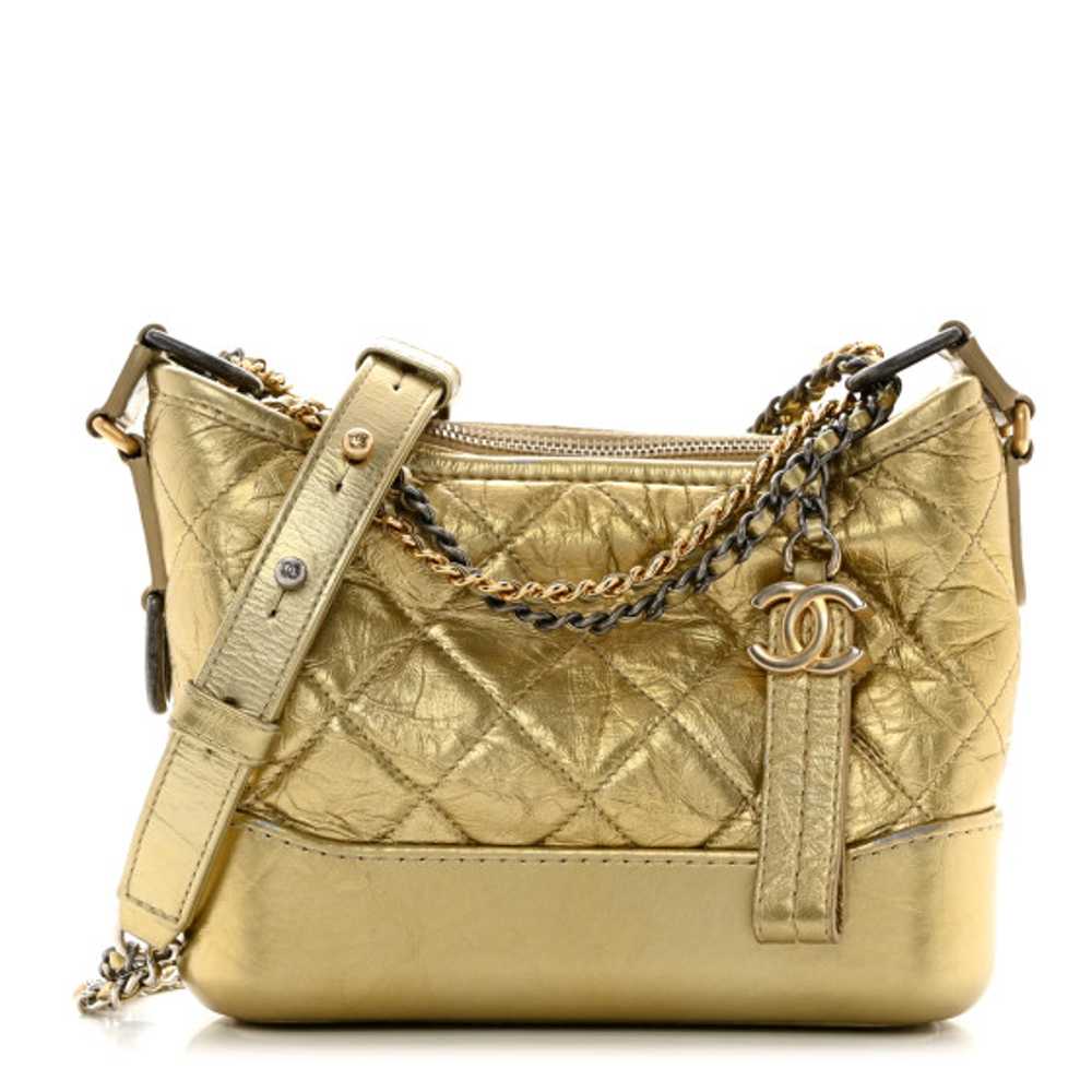 CHANEL Metallic Aged Calfskin Quilted Small Gabri… - image 1