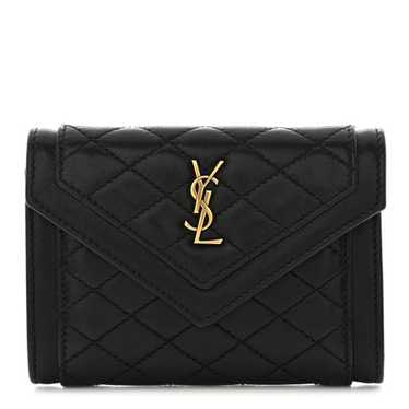 SAINT LAURENT Lambskin Quilted Monogram Gaby Small