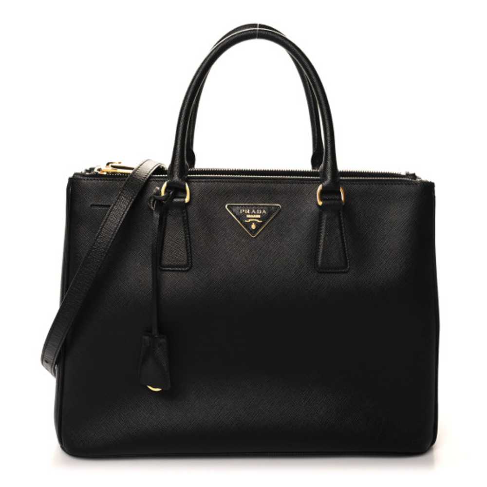 PRADA Saffiano Medium Galleria Double Zip Tote Bl… - image 1