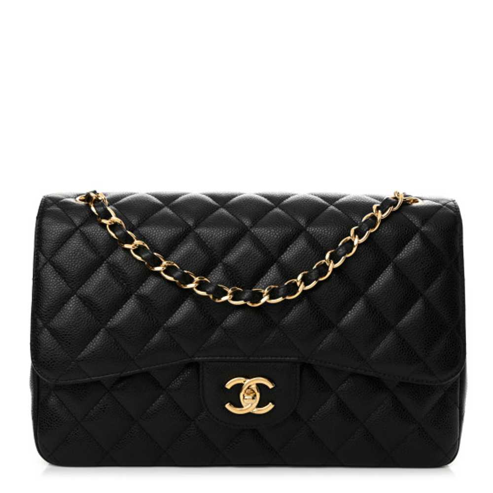 CHANEL Caviar Quilted Jumbo Double Flap Black - image 1