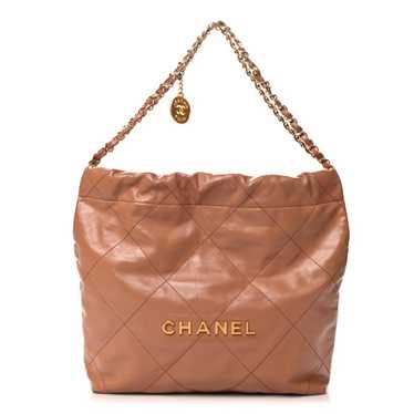 CHANEL Shiny Calfskin Quilted Small Chanel 22 Came