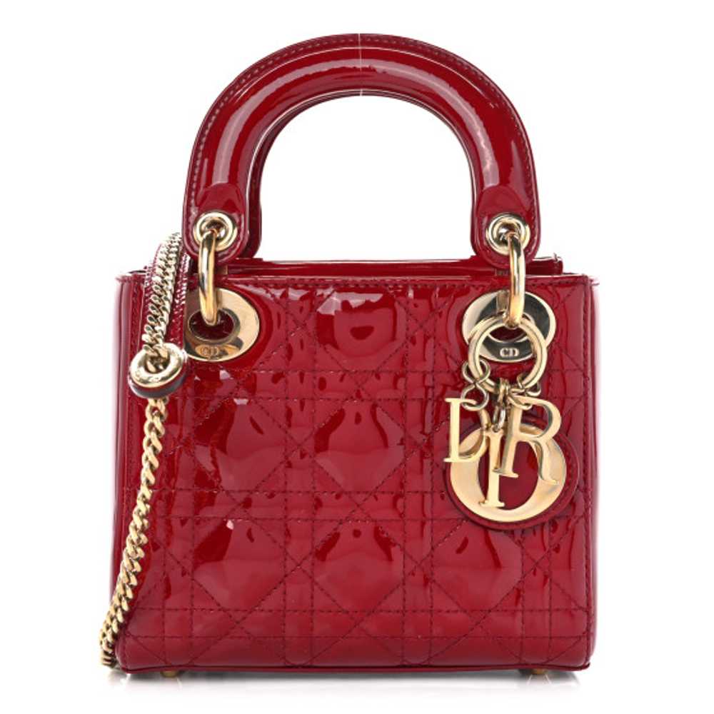 CHRISTIAN DIOR Patent Cannage Mini Lady Dior Red - image 1