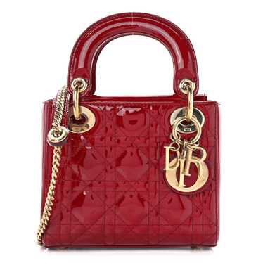 CHRISTIAN DIOR Patent Cannage Mini Lady Dior Red