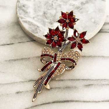 Jewelry Avon 2013 Christmas Poinsettia Brooch Red… - image 1