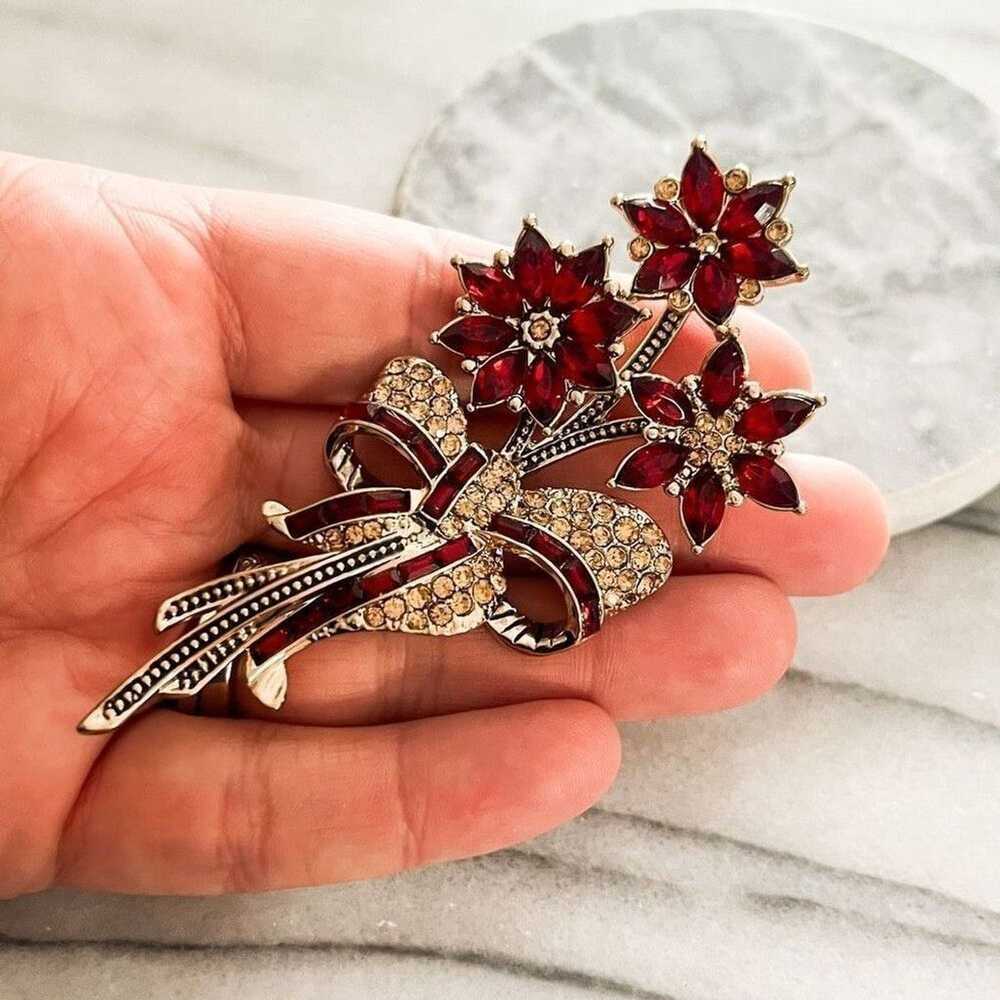 Jewelry Avon 2013 Christmas Poinsettia Brooch Red… - image 5