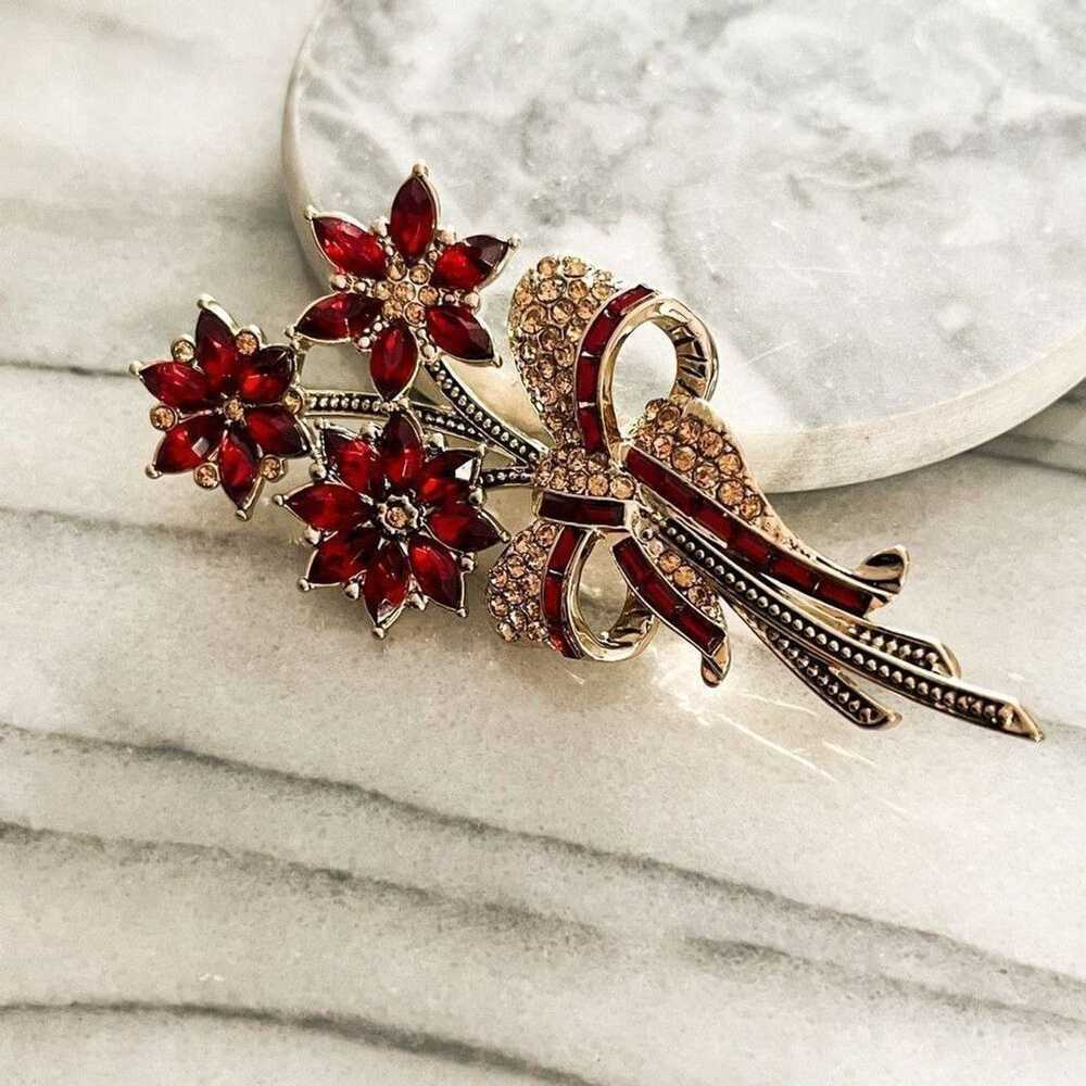 Jewelry Avon 2013 Christmas Poinsettia Brooch Red… - image 6