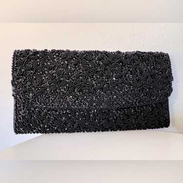 Vintage ‘80s Broadway Handmade Black Beaded Clutch