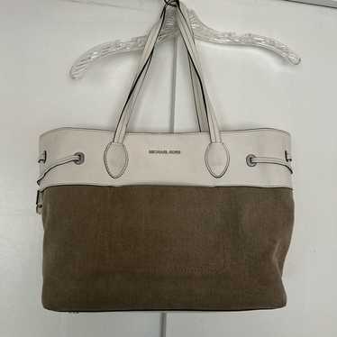 Michael Kors canvas, leather tote handbag