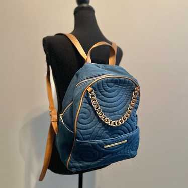 Betsey Johnson denim backpack gold tone hardware l