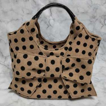 Kate Spade Handbag Ribbon Motif Dot Felt Tote Bei… - image 1