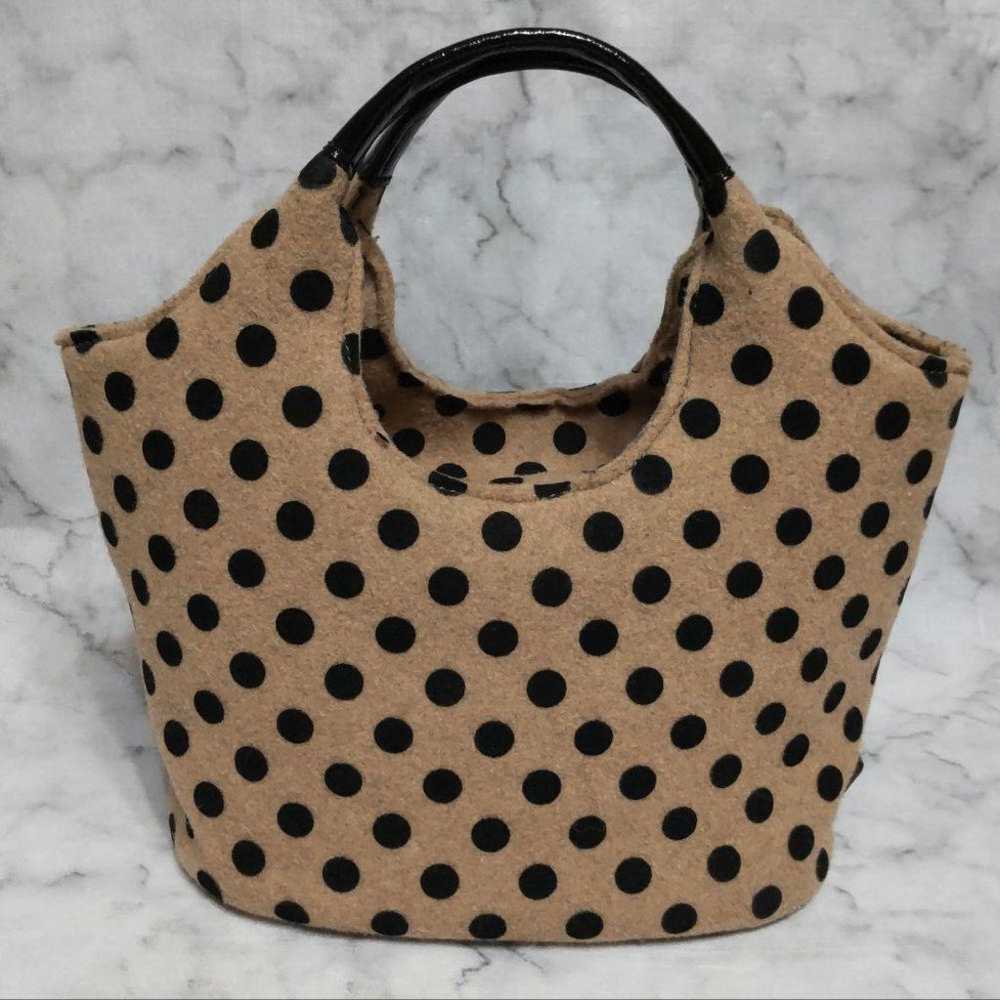 Kate Spade Handbag Ribbon Motif Dot Felt Tote Bei… - image 2