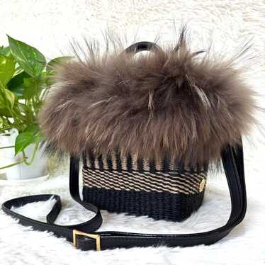 [Rare] Viola d'Oro Fur Shoulder Bag 2way Basket B… - image 1