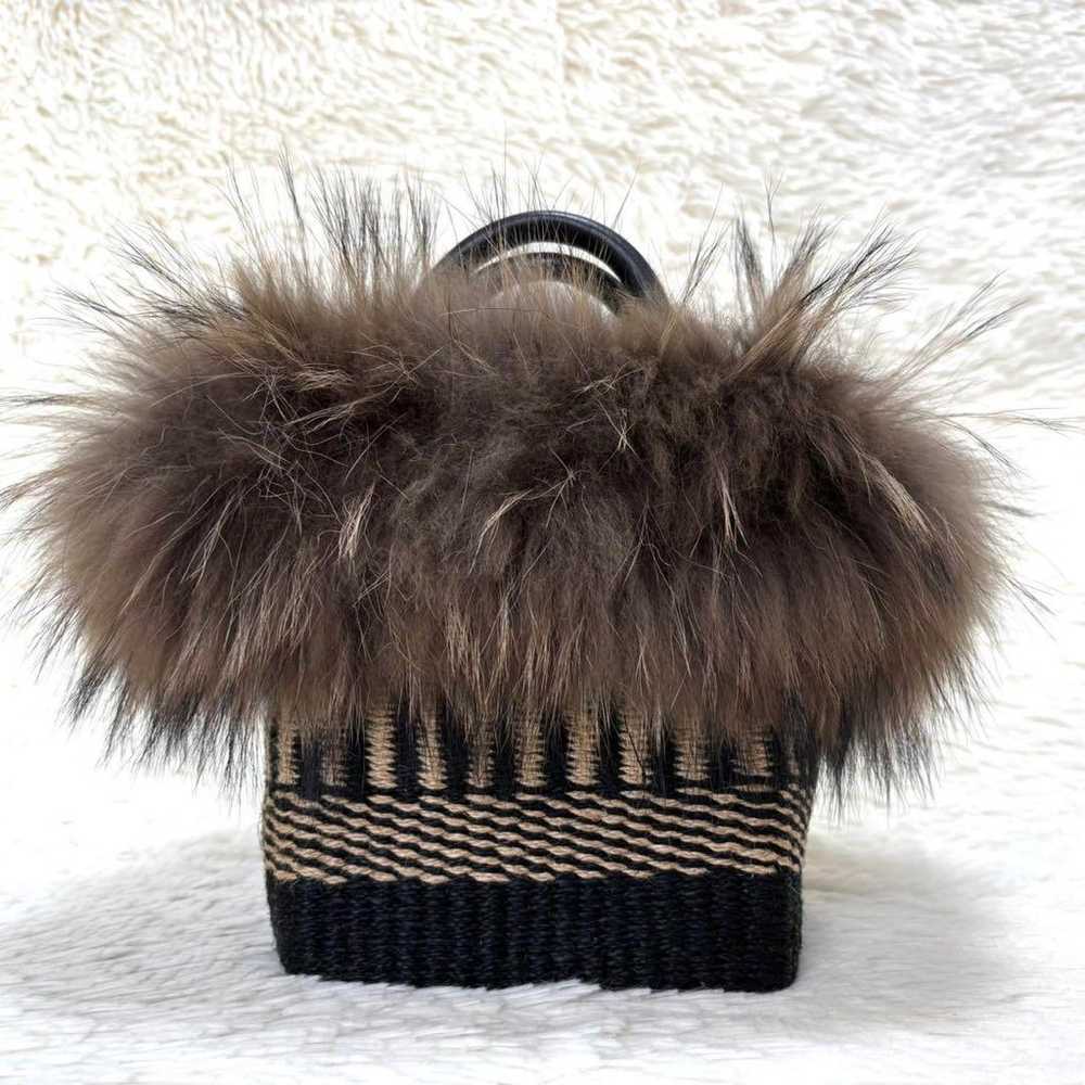 [Rare] Viola d'Oro Fur Shoulder Bag 2way Basket B… - image 2