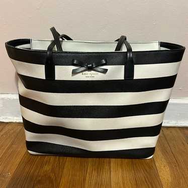 Kate spade black and white stripe tote