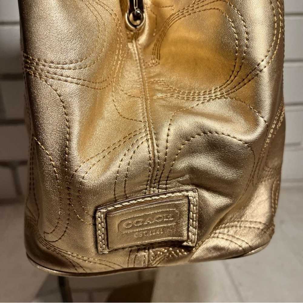 Coach Signature Kiss Lock Metallic Gold Bag - Rar… - image 3