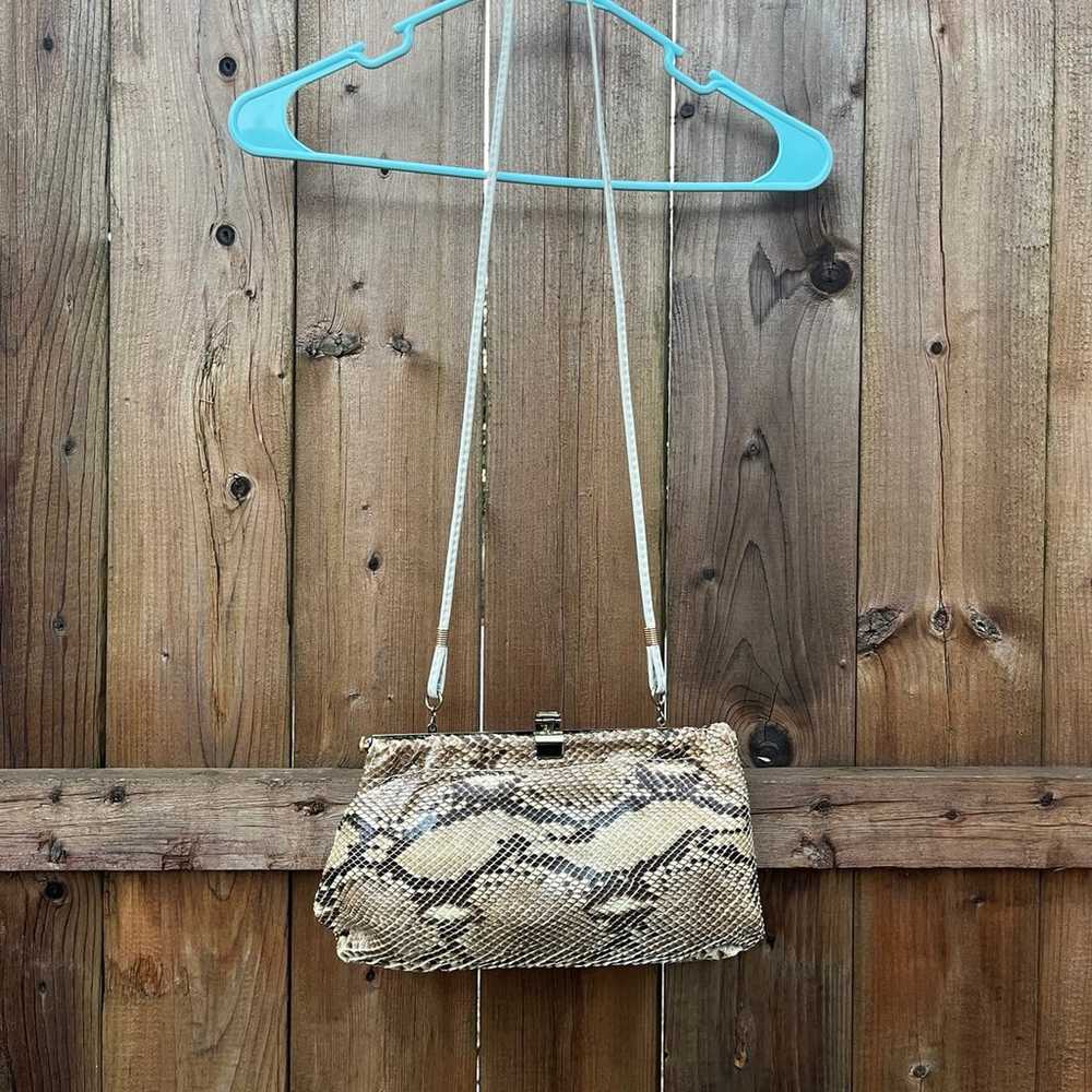 Vintage Pure Snakeskin Clutch with Strap, Hala Bag - image 2