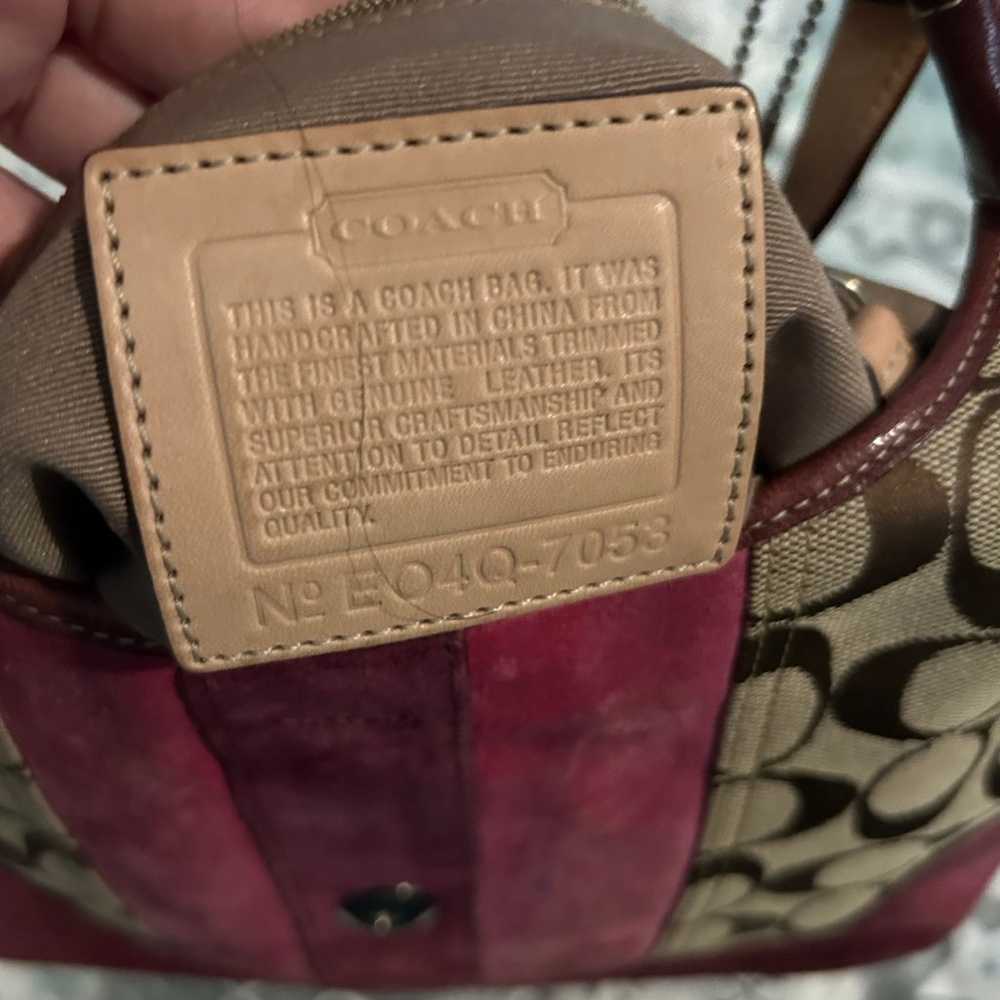 COACH Medium Size Shoulder Bag Tan with Fuchsia &… - image 3