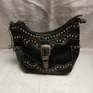 AMERICAN WEST Black Western Handbag Shoulder Bag … - image 1