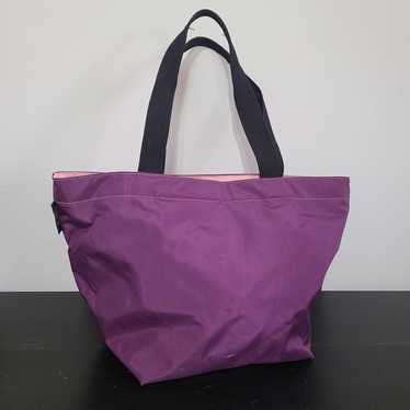 Herve Chapelier Two Tone Tote Purple Nylon Handbag