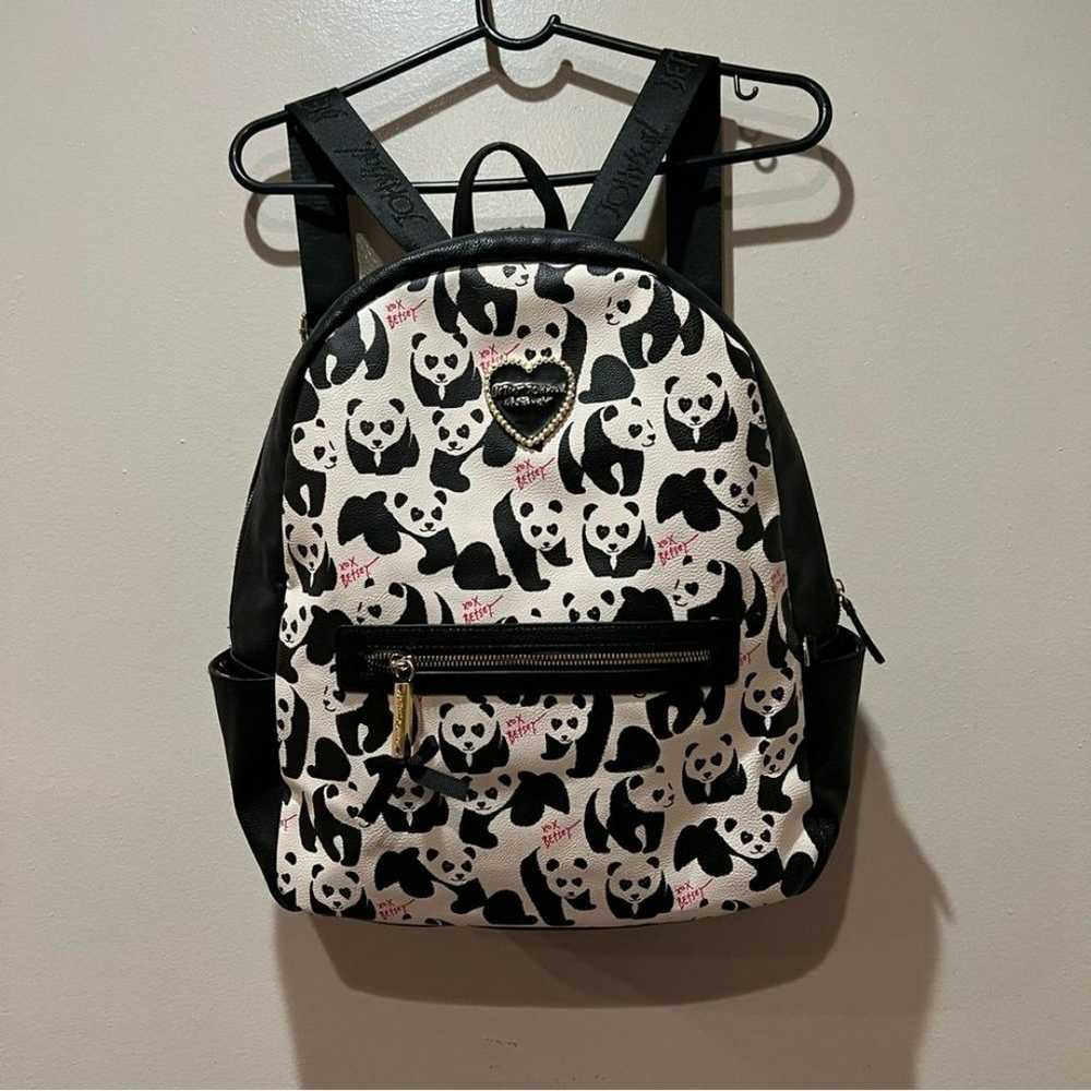 Betsey Johnson Oversized Large Panda Floral Backp… - image 1