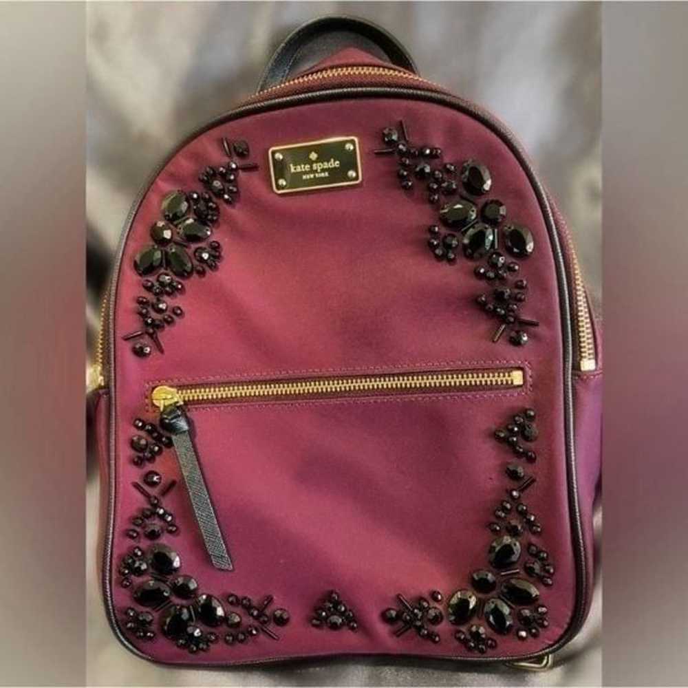 Kate Spade Purple Jeweled Backpack Purse - image 2