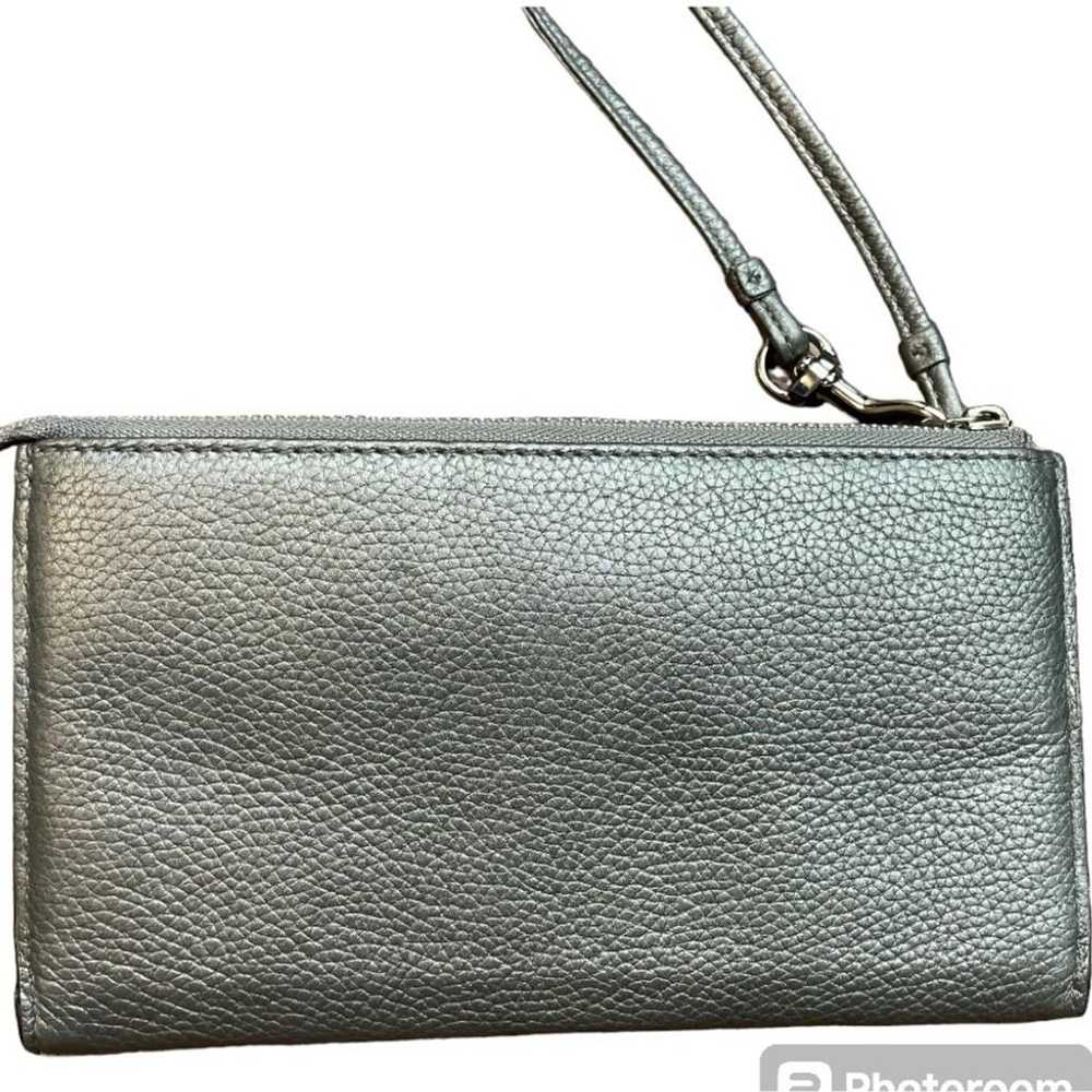 Coach Metallic Silver Pebble Leather Clutch Wrist… - image 3