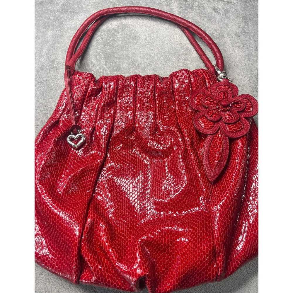 Brighton Red Patent Leather Mock Snake Skin Shoul… - image 1