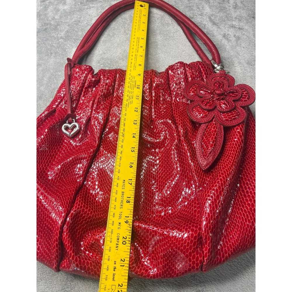 Brighton Red Patent Leather Mock Snake Skin Shoul… - image 2