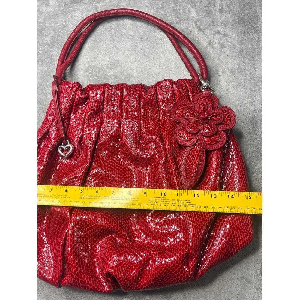 Brighton Red Patent Leather Mock Snake Skin Shoul… - image 3