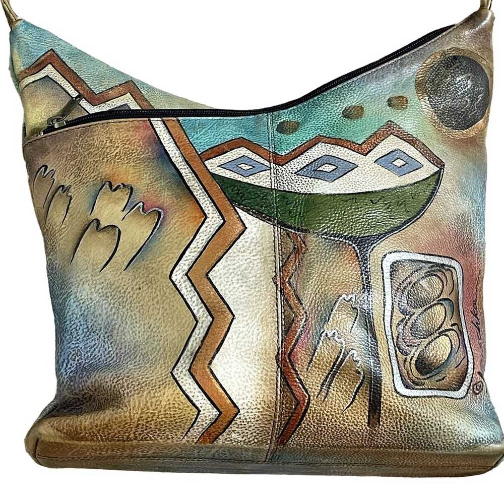 ANUSCHKA  GENUINE  LEATHER  HAND PAINTED HOBO BAG - image 10