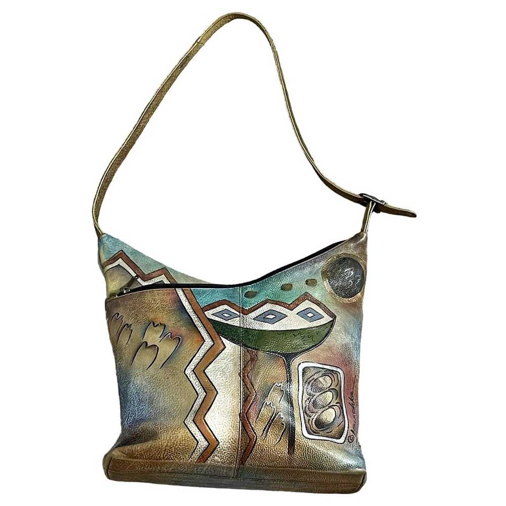 ANUSCHKA  GENUINE  LEATHER  HAND PAINTED HOBO BAG - image 2