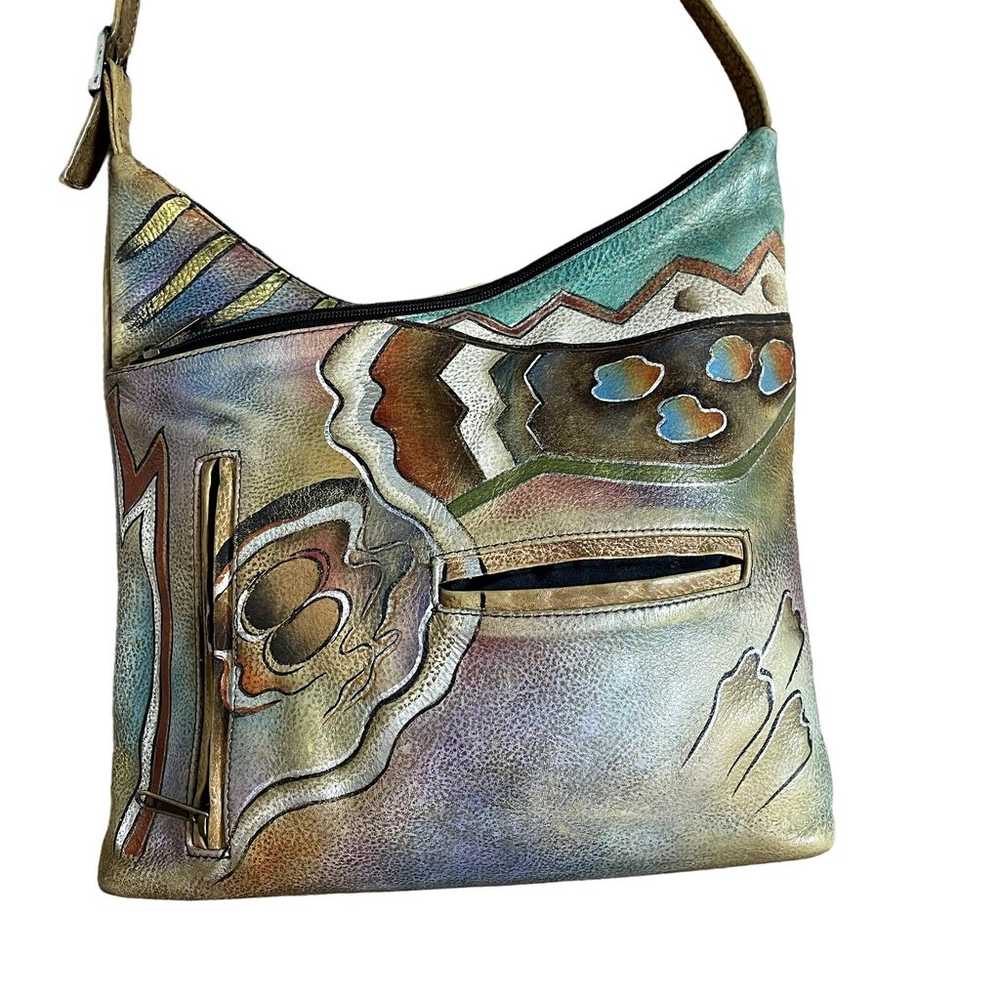 ANUSCHKA  GENUINE  LEATHER  HAND PAINTED HOBO BAG - image 3