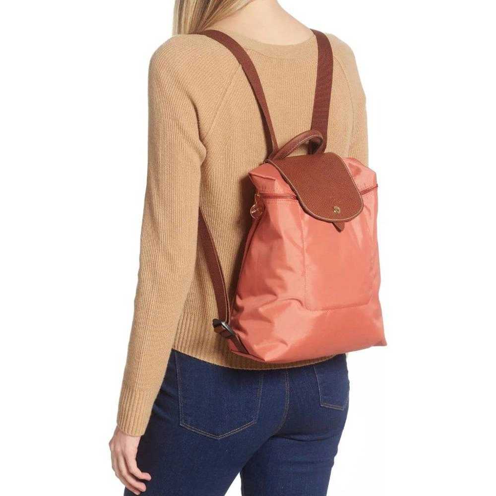 NWT LONGCHAMP Le Pliage Nylon Backpack BLUSH Oran… - image 2