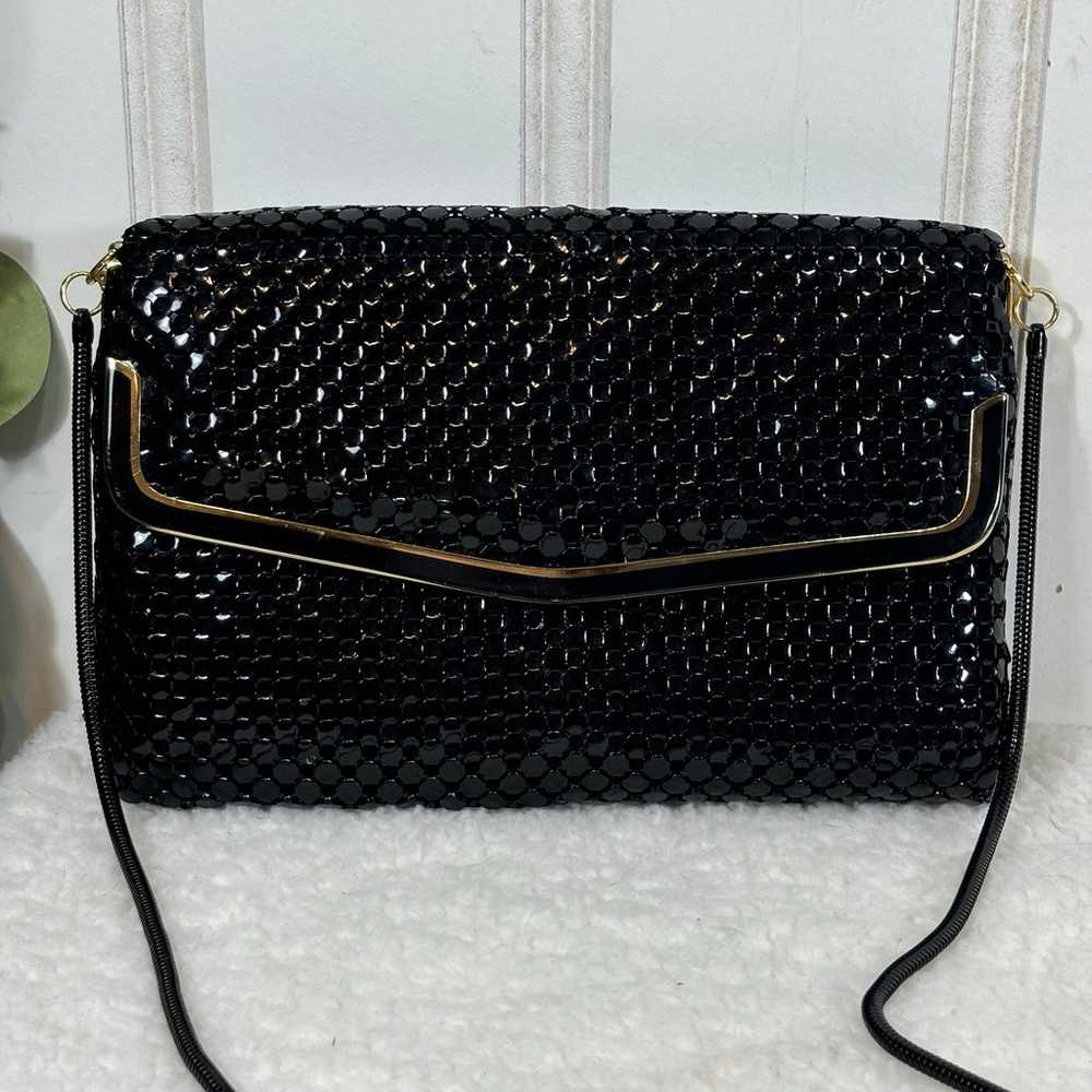 80s Vintage Black Metal Mesh Purse Retro Evening … - image 1