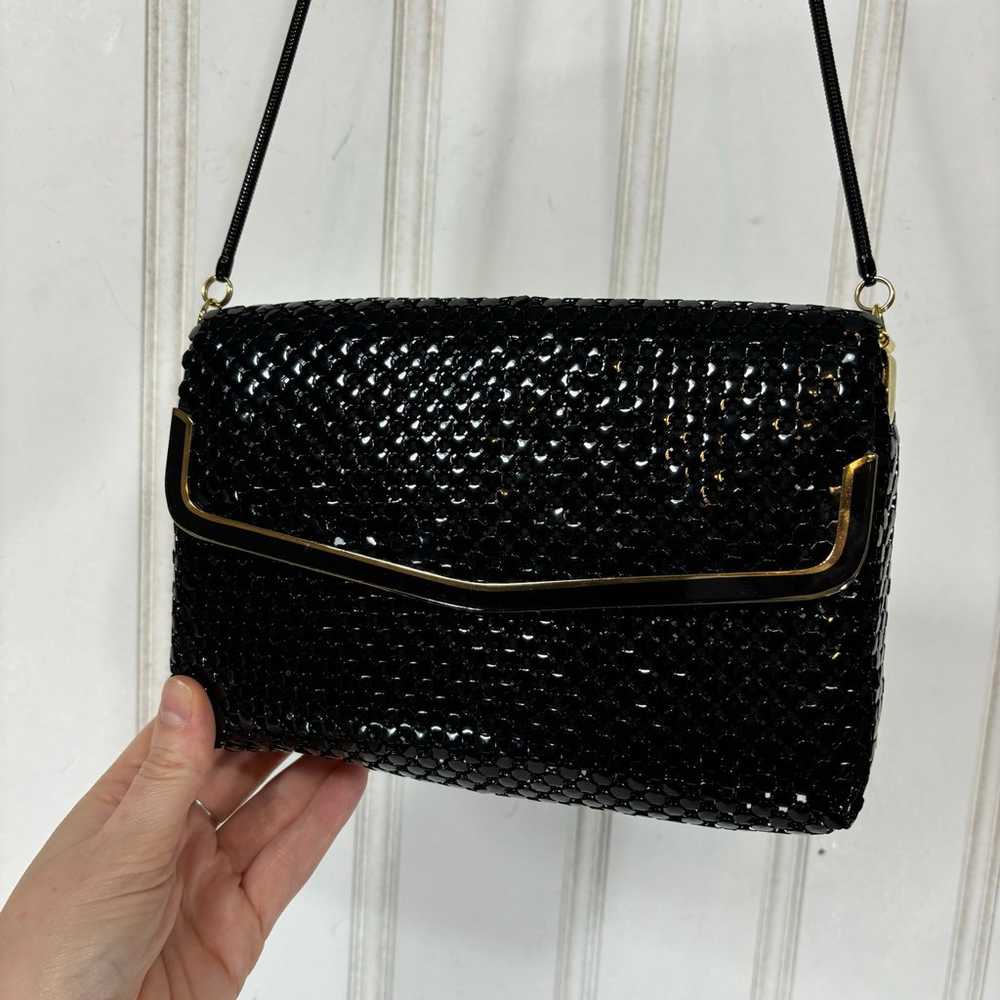 80s Vintage Black Metal Mesh Purse Retro Evening … - image 4