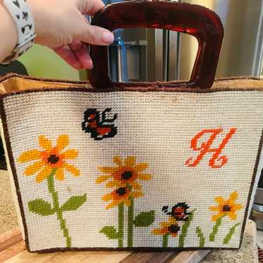 Vintage 60’s or 70’s monogram H large embroidered 