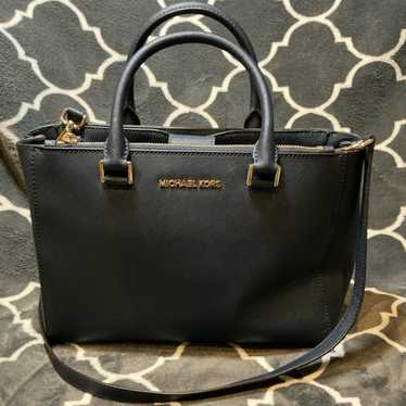 Micheal Kors Navy Blue Large Saffiano Leather Satc